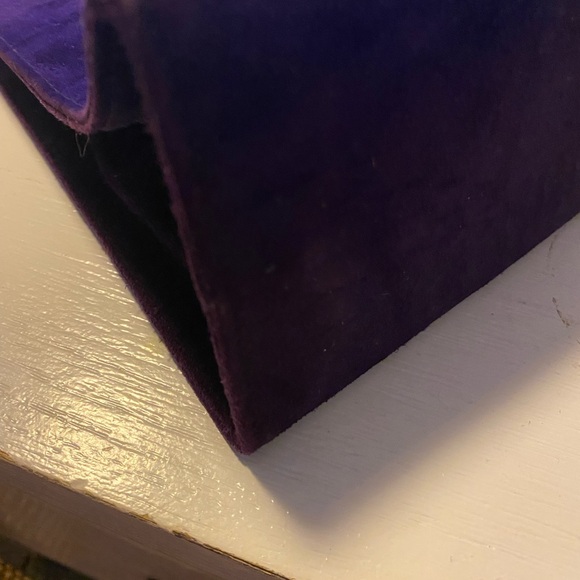 Purple and Gold Structured Clutch with Lock Closure - Picture 5 of 7